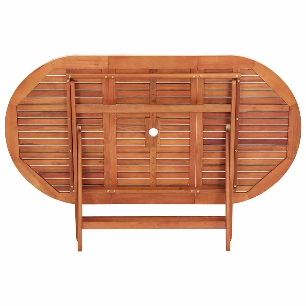Outdoor Dining Set Folding Eucalyptus Wood 9 Piece Brown
