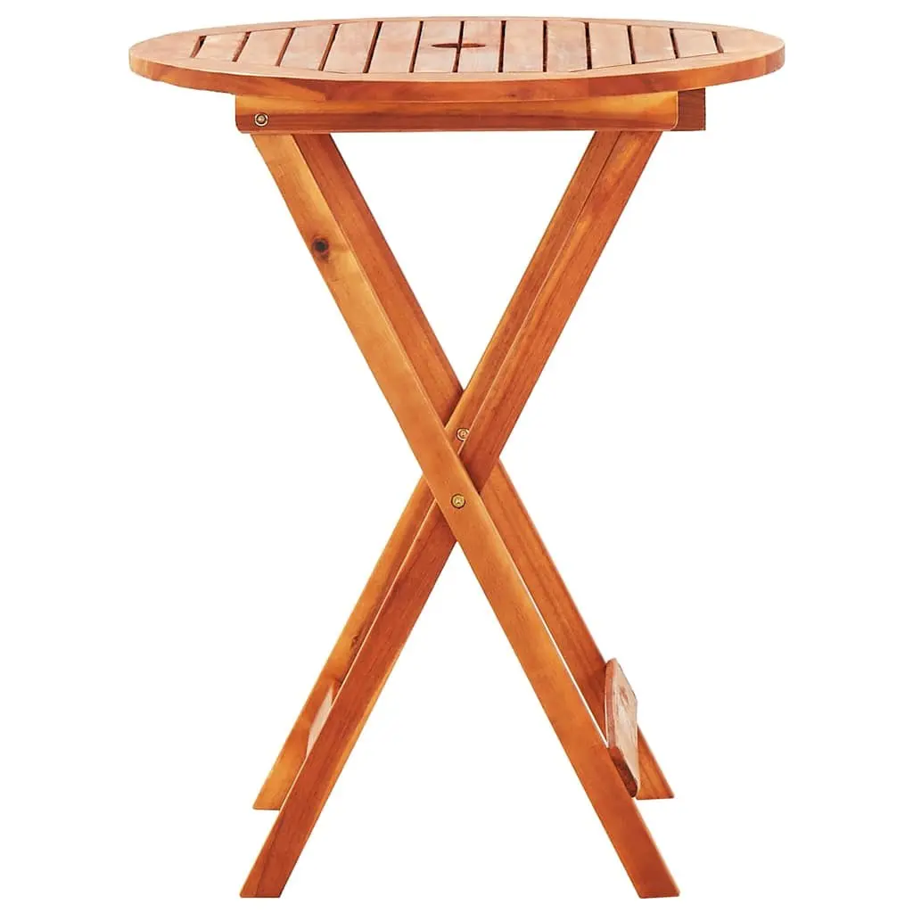 Folding Outdoor Dining Set Eucalyptus Wood Brown Space Saving 3 Piece Garden Patio Furniture