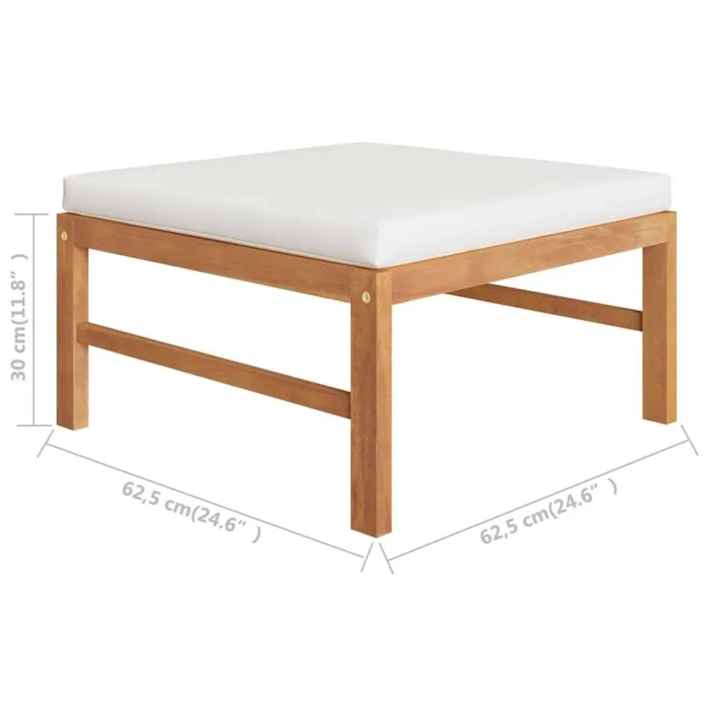 Garden Lounge Set Teak Wood Outdoor Furniture 4 Piece with Cream Cushions