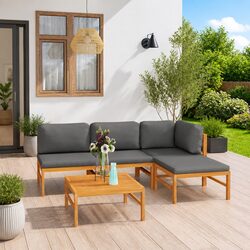 Friendly 5-Piece Garden Lounge Set with Grey Cushions