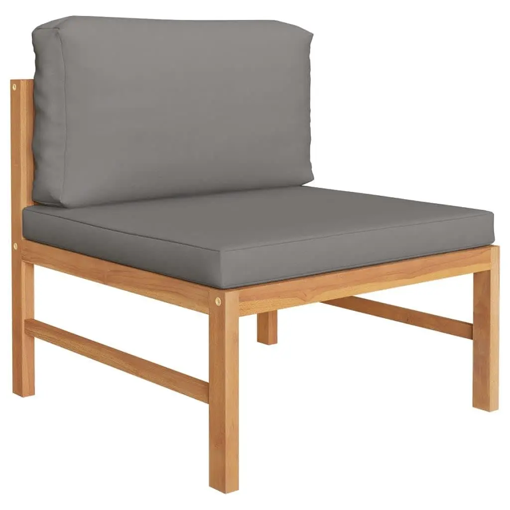 Garden Lounge Set Teak Hardwood 5 Piece with Grey Cushions