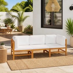 Your Outdoor Retreat: 3-Seater Sofa with Cream Cushions