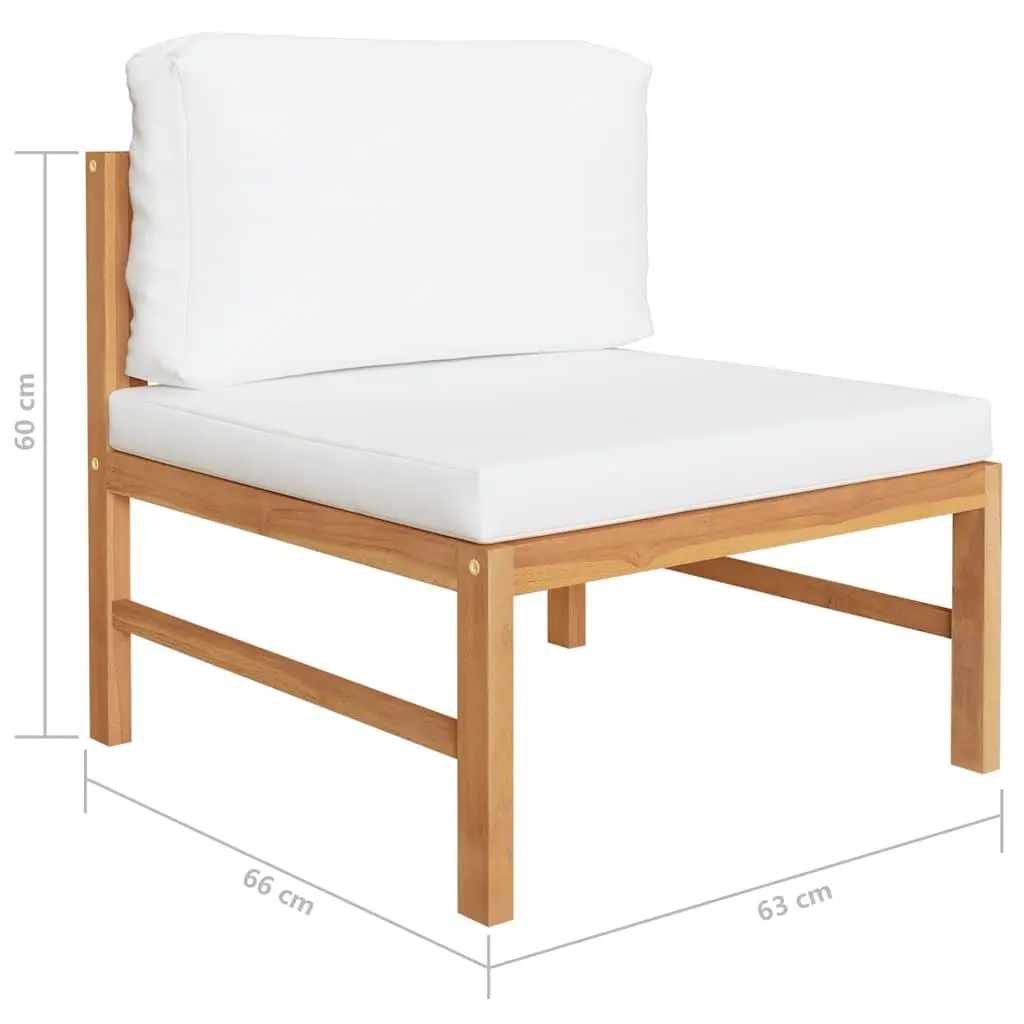 Garden Lounge Set 8 Piece Outdoor Furniture Teak Wood Cream Cushions Patio