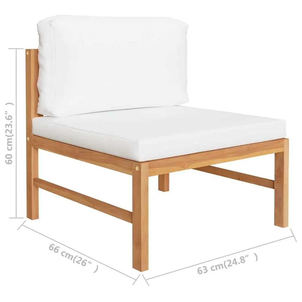 Garden Lounge Set Teak Wood Construction 6 Piece Outdoor Furniture Patio Seating Cream Cushions