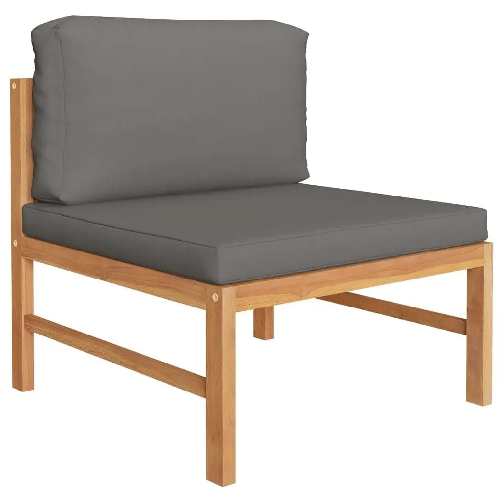 Garden Lounge Set Teak Wood 4 Piece Outdoor Furniture Grey Cushions