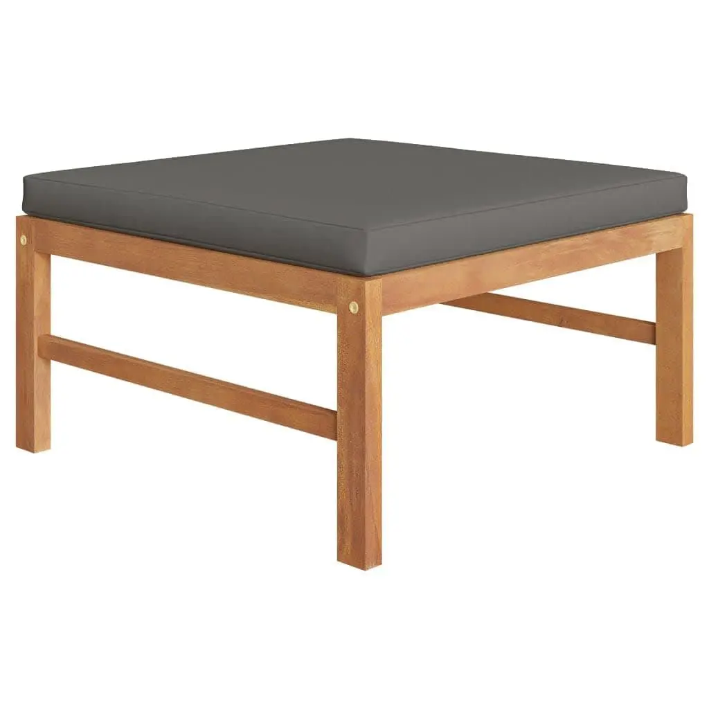 Garden Lounge Set Teak Wood 4 Piece Outdoor Furniture Grey Cushions