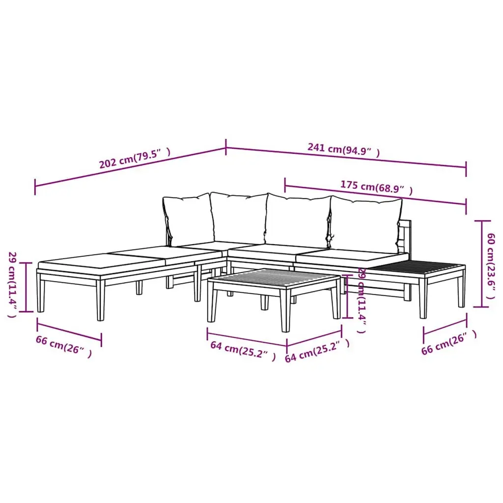 Garden Lounge Set Rustic Acacia Wood 3 Piece with Grey Cushions Outdoor Furniture