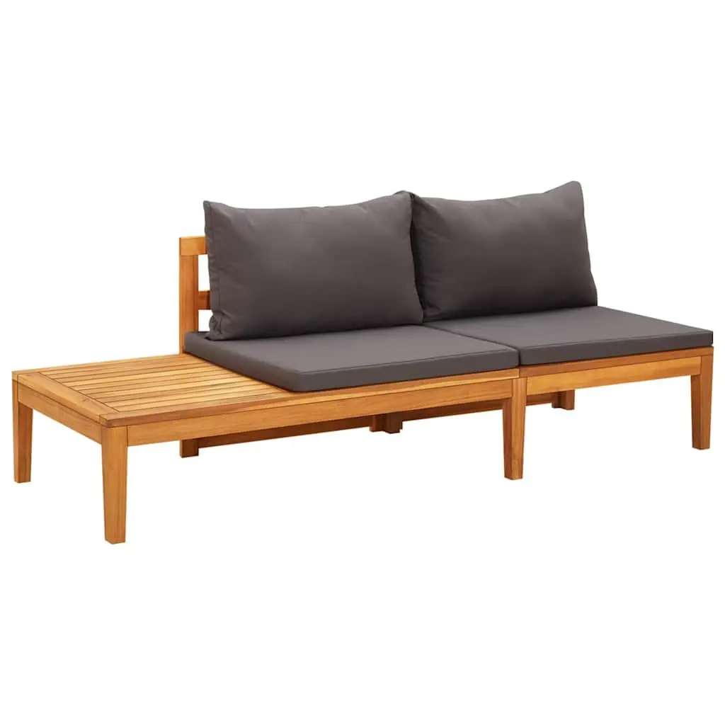 4 Piece Garden Lounge Set Weather-Resistant Acacia Wood with Thick Grey Cushions