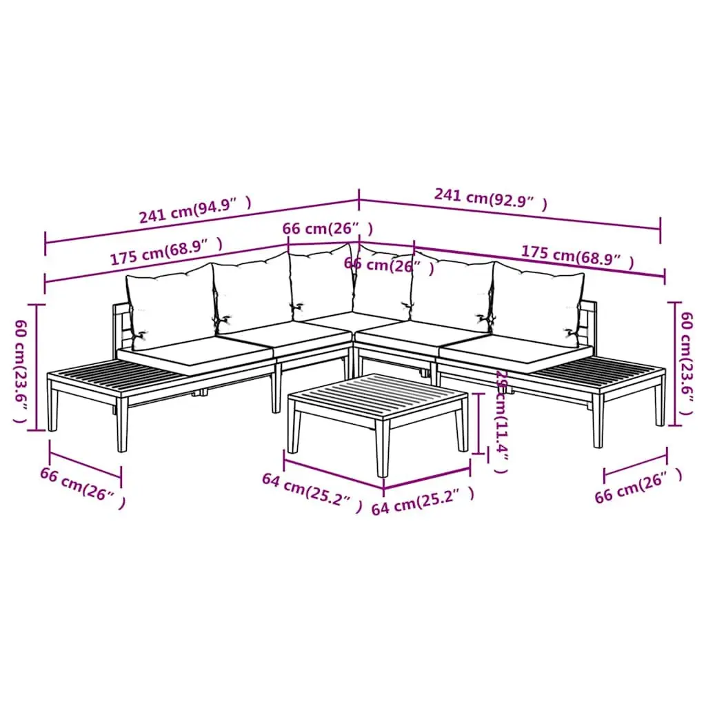 4 Piece Garden Lounge Set Weather-Resistant Acacia Wood with Thick Grey Cushions