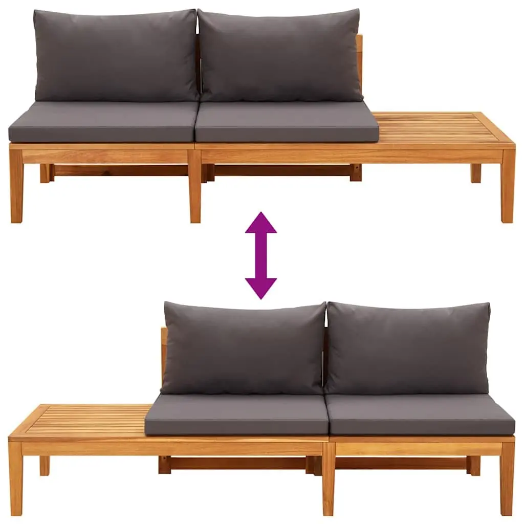 Garden Lounge Set 3 Piece Outdoor Furniture Patio Sofa with Grey Cushions
