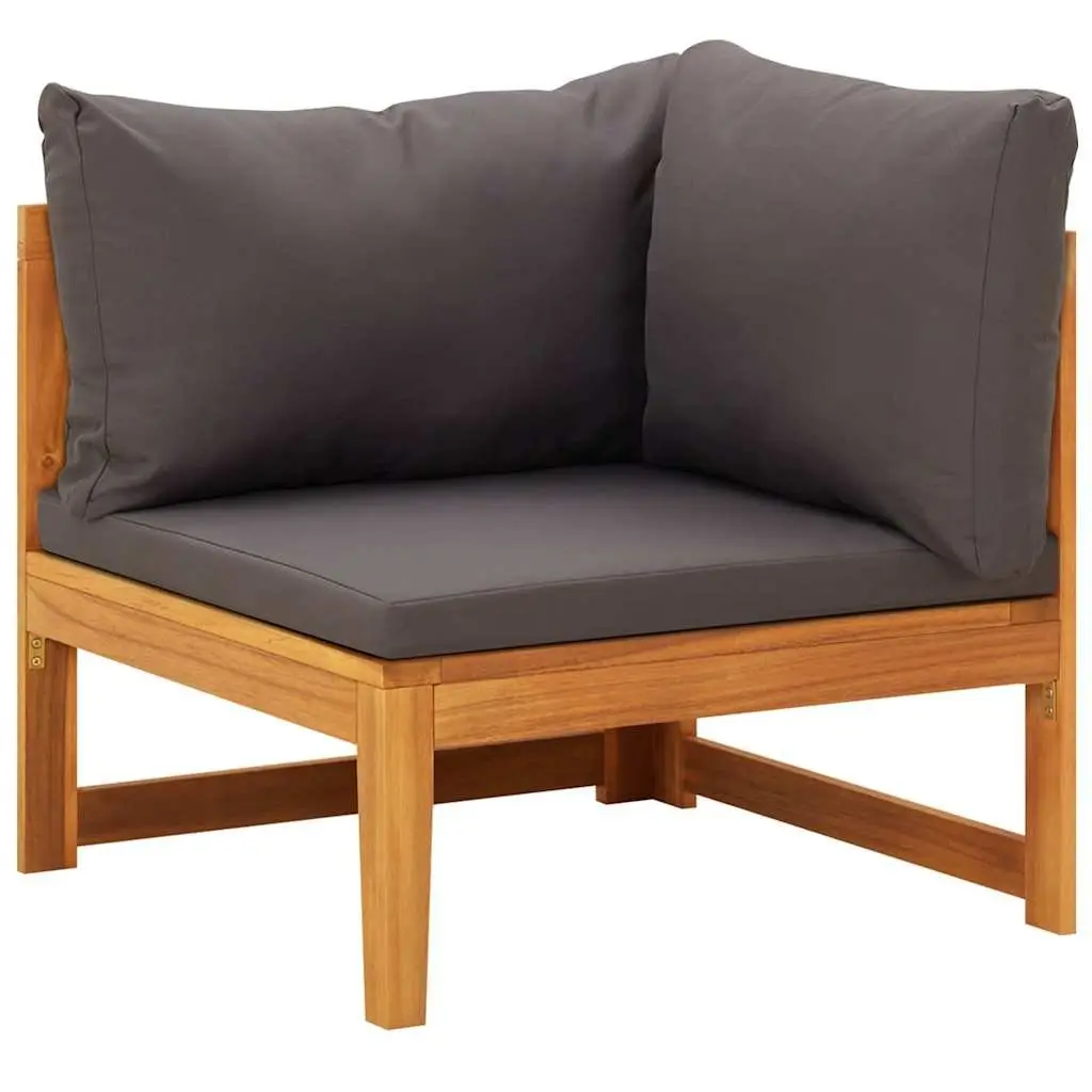 Garden Lounge Set 4 Piece Outdoor Patio Furniture Acacia Wood Grey Cushions