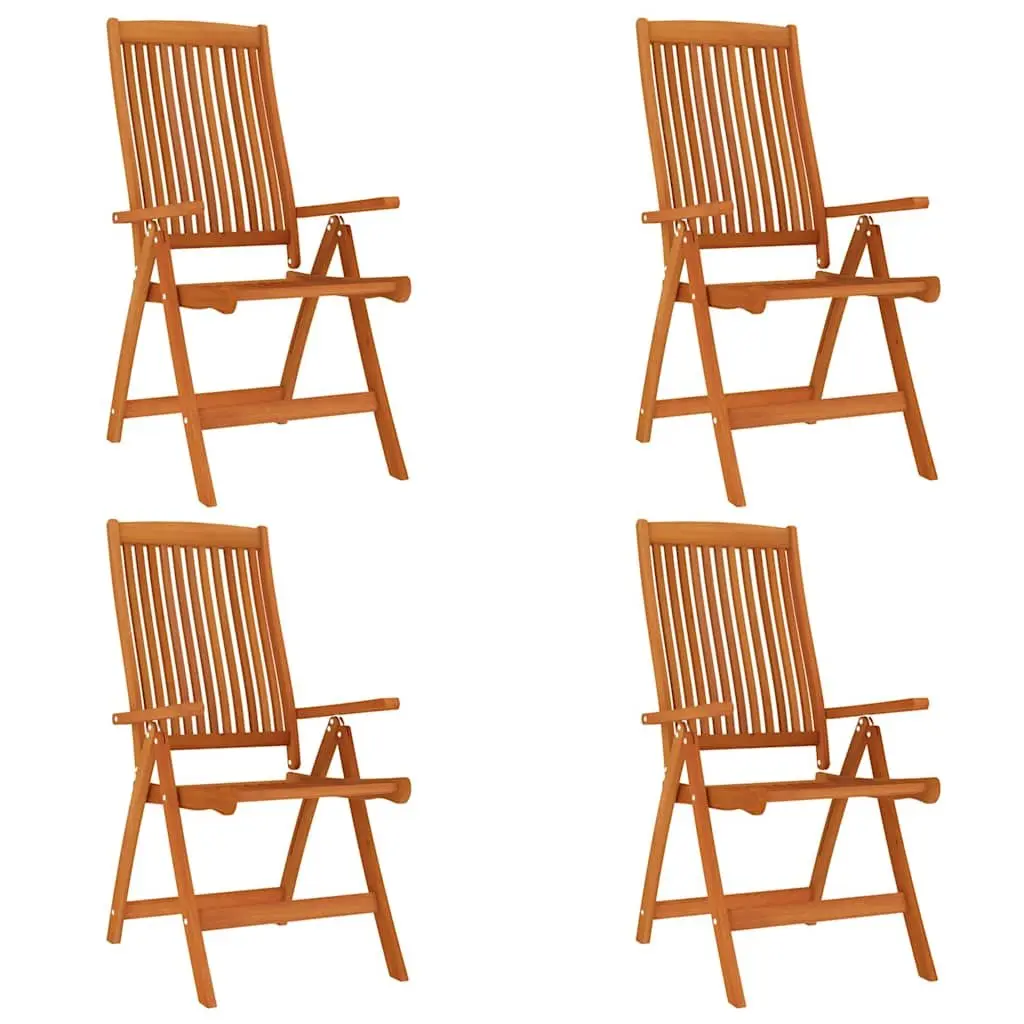 5 Piece Outdoor Dining Set Adjustable Armchairs Eucalyptus Wood Garden Furniture Brown