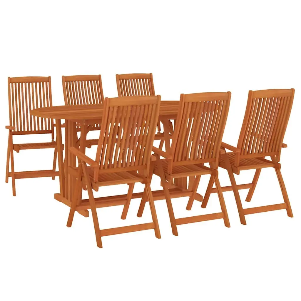 Outdoor Dining Set Eucalyptus Wood Garden Table with 6 Reclining Chairs