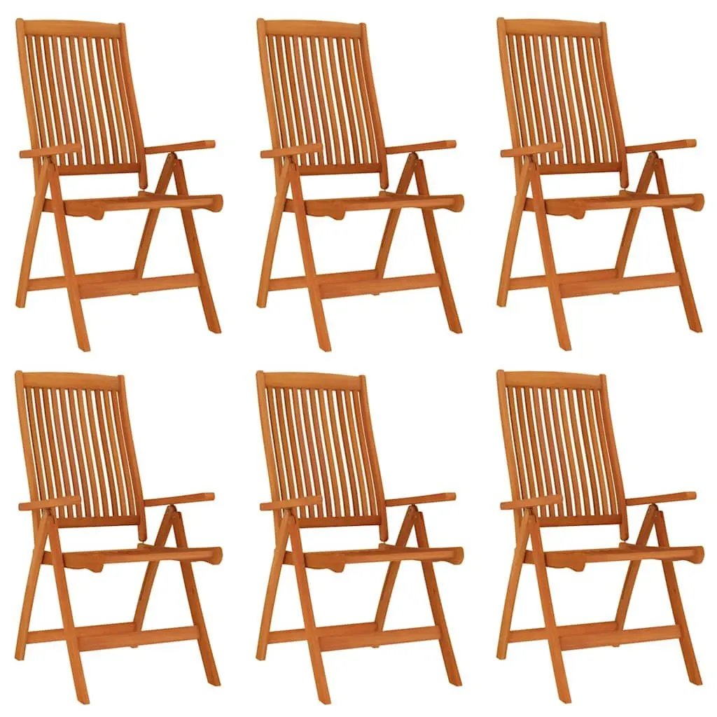 Outdoor Dining Set Eucalyptus Wood Garden Table with 6 Reclining Chairs