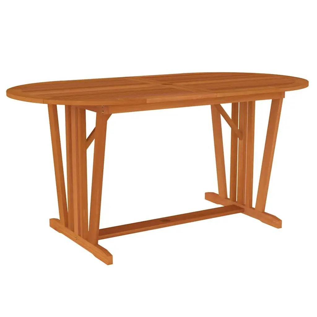 Outdoor Dining Set Rustic Eucalyptus Wood 7 Piece Garden Patio Furniture Brown