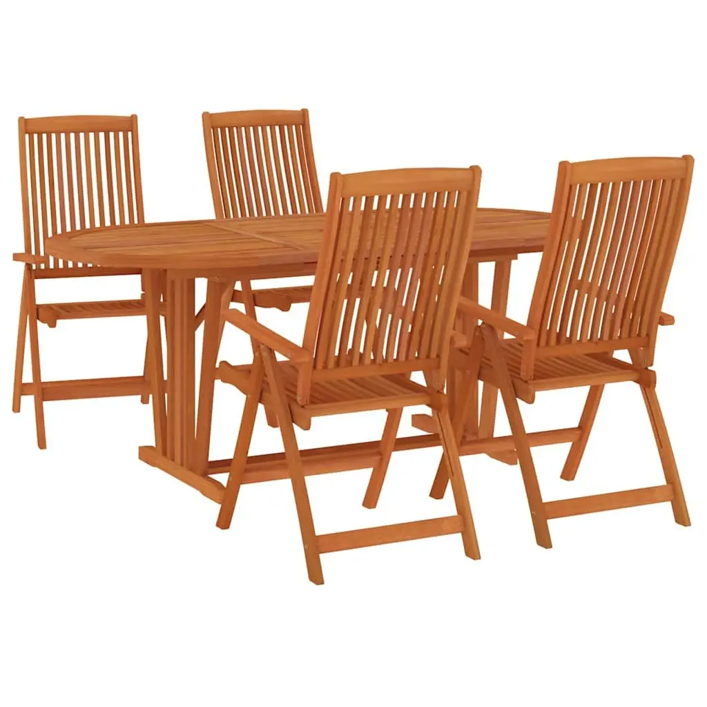 Garden Dining Set Rustic 5 Piece Outdoor Patio Furniture Extendable Table Reclining Chairs