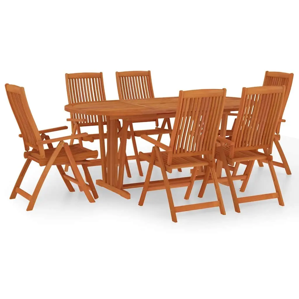Garden Dining Set Eucalyptus Wood 7 Piece Brown