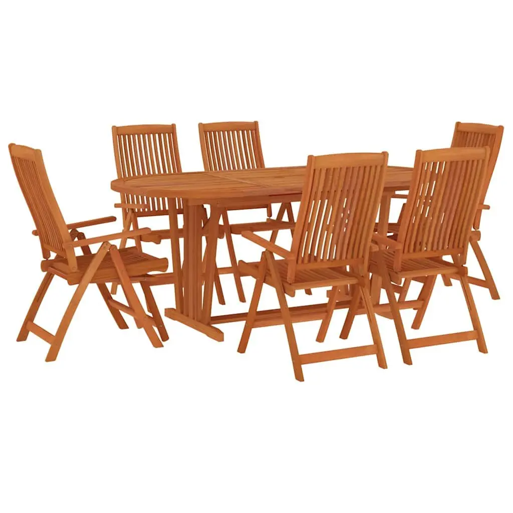 Garden Dining Set Eucalyptus Wood 7 Piece Brown