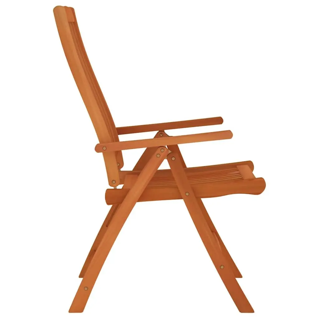 Folding Garden Chairs Solid Wood Eucalyptus Brown Outdoor Reclining 6 Piece