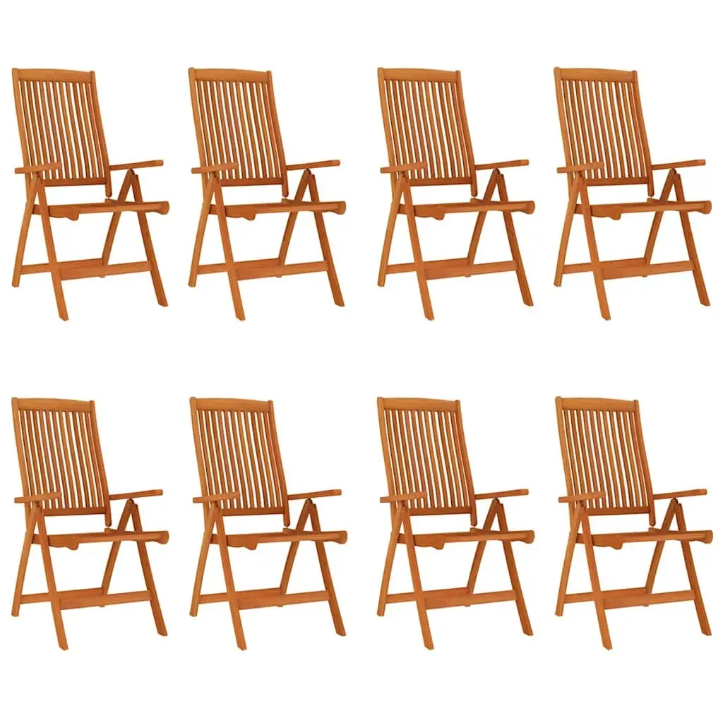 Outdoor Folding Garden Chairs Solid Wood Eucalyptus Brown 8 Piece Reclining