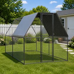 Outdoor Chicken Cage 2x4x2 m Galvanised Steel Poultry Run Enclosure Small