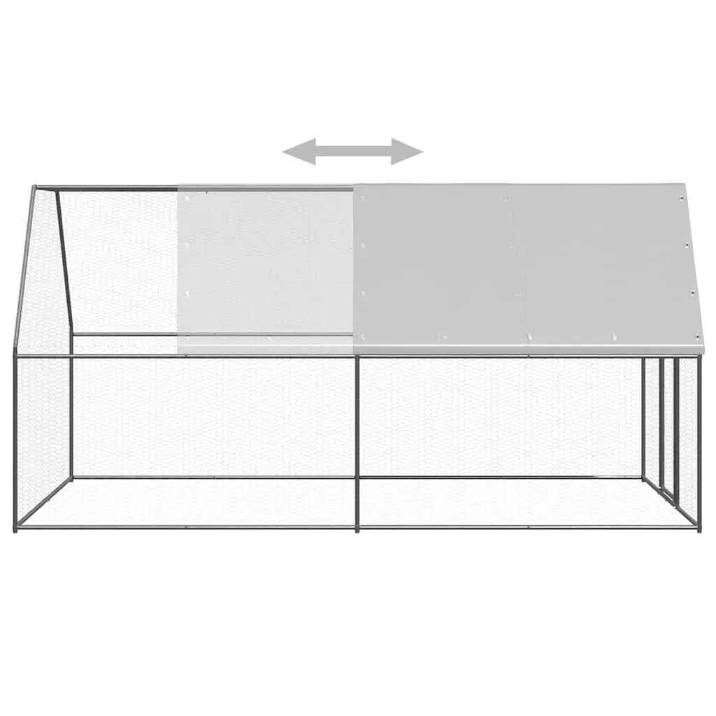Outdoor Chicken Cage Galvanised Steel 2x4x2 m Coop Run Hen House Aviary
