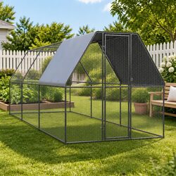 Outdoor Chicken Cage 2x6x2m Galvanised Steel Aviary Run Enclosure Small Animals