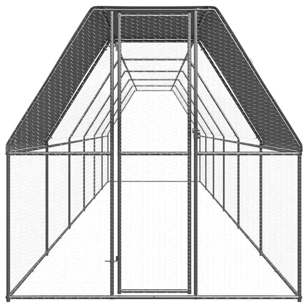 Chicken Cage Outdoor Run 2x12x2m Galvanised Steel Coop Enclosure Aviary Pen