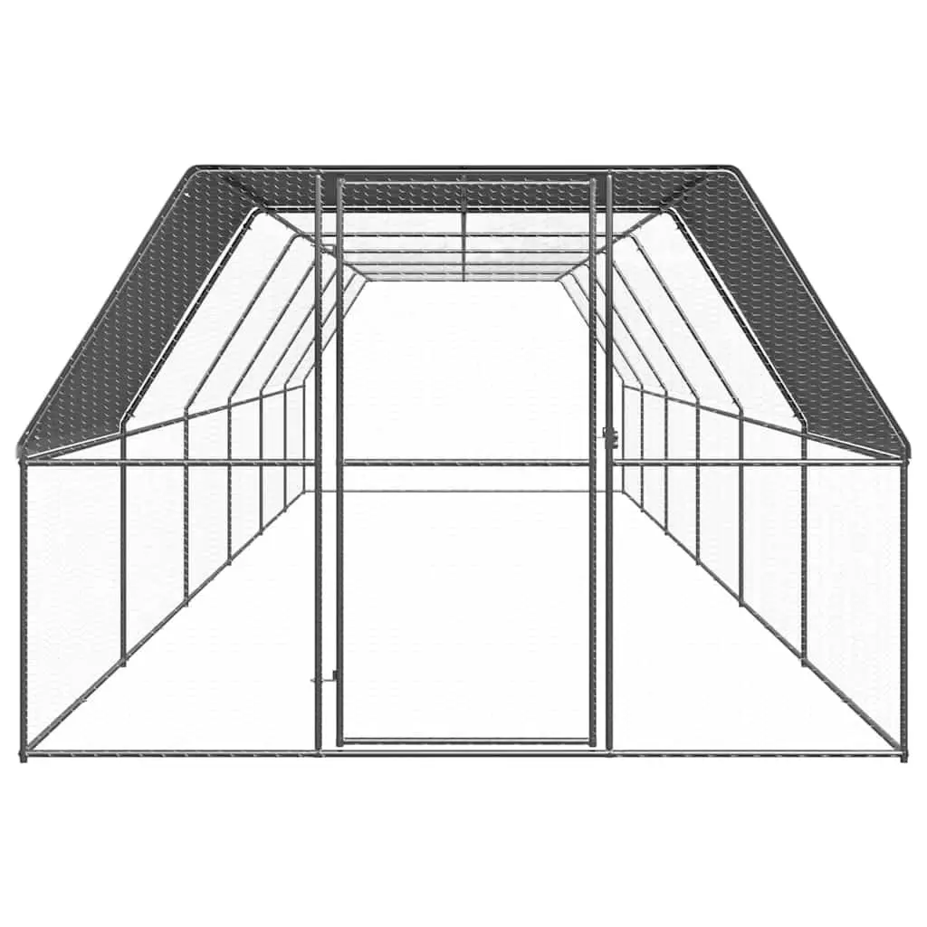 Outdoor Chicken Cage Run Enclosure Galvanised Steel 3x12x2m