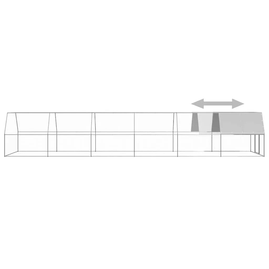 Outdoor Chicken Cage Run Enclosure Galvanised Steel 3x12x2m