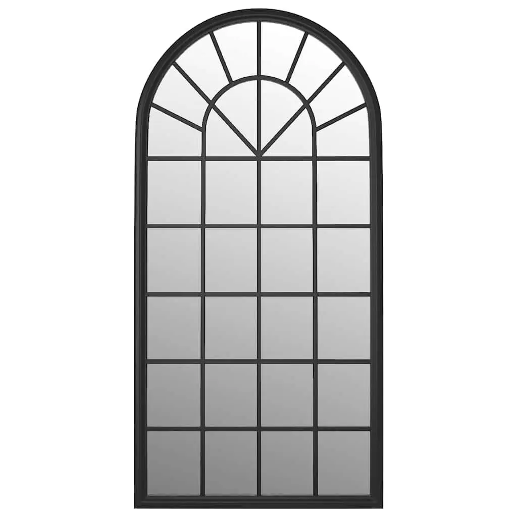 Black Iron Mirror Decorative Accent 90x45 cm Wall Mounted Home Decor