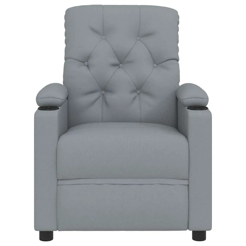 Stand Up Massage Chair Grey Fabric Electric Recliner Lift Function Vibration