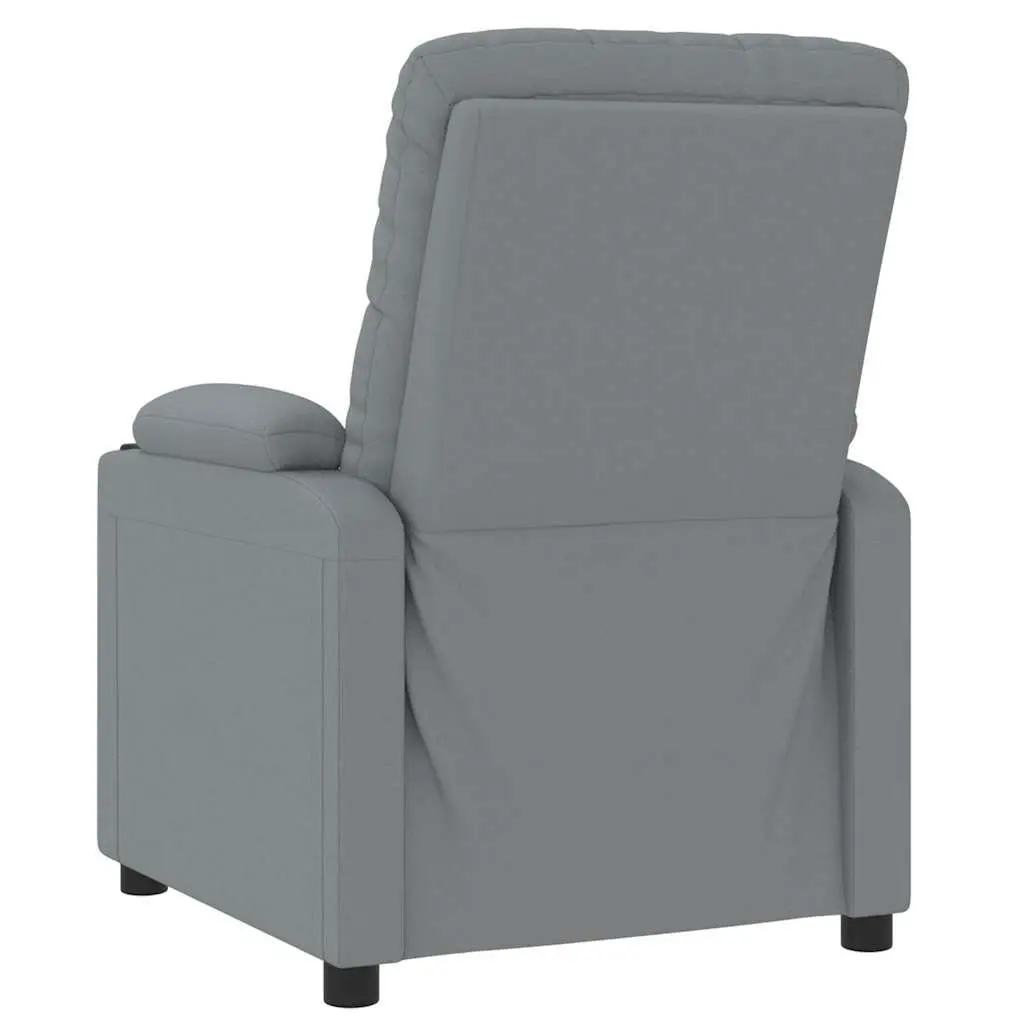Stand Up Massage Chair Grey Fabric Electric Recliner Lift Function Vibration