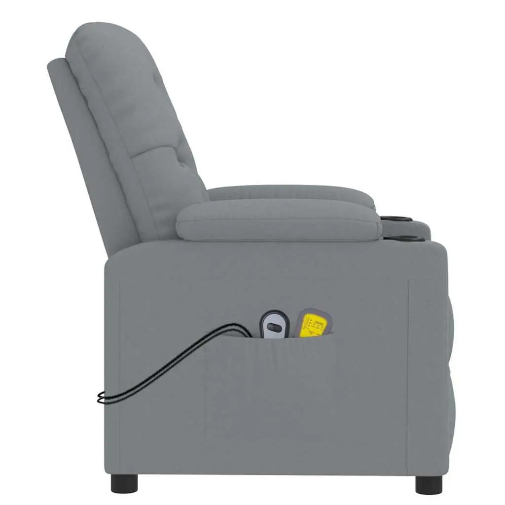 Stand Up Massage Chair Grey Fabric Electric Recliner Lift Function Vibration