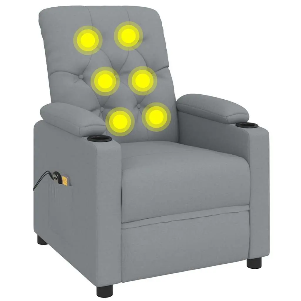 Stand Up Massage Chair Grey Fabric Electric Recliner Lift Function Vibration