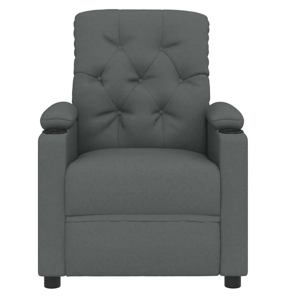 Electric Massage Chair Grey Fabric Stand Up Lift Function Vibration