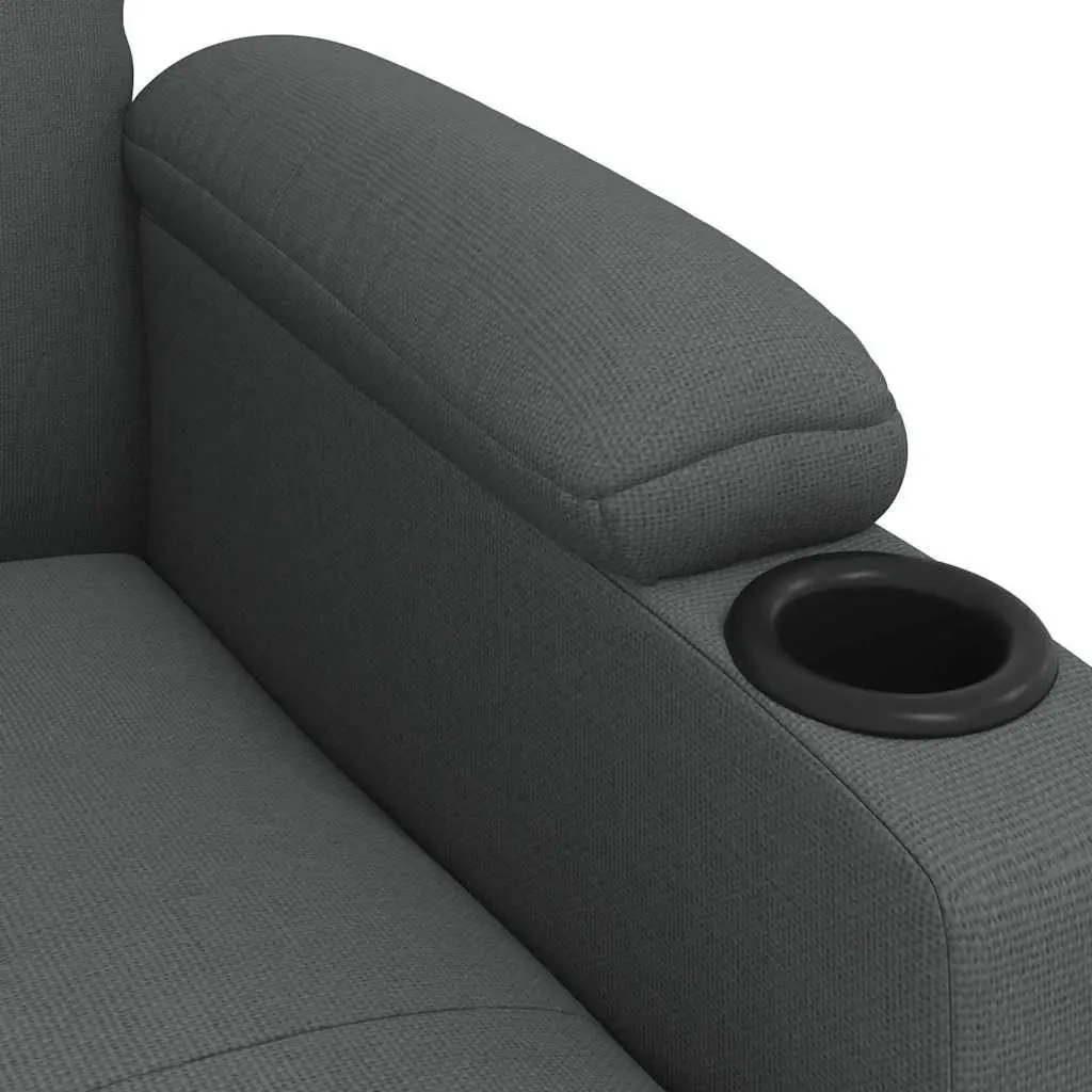 Electric Massage Chair Grey Fabric Stand Up Lift Function Vibration