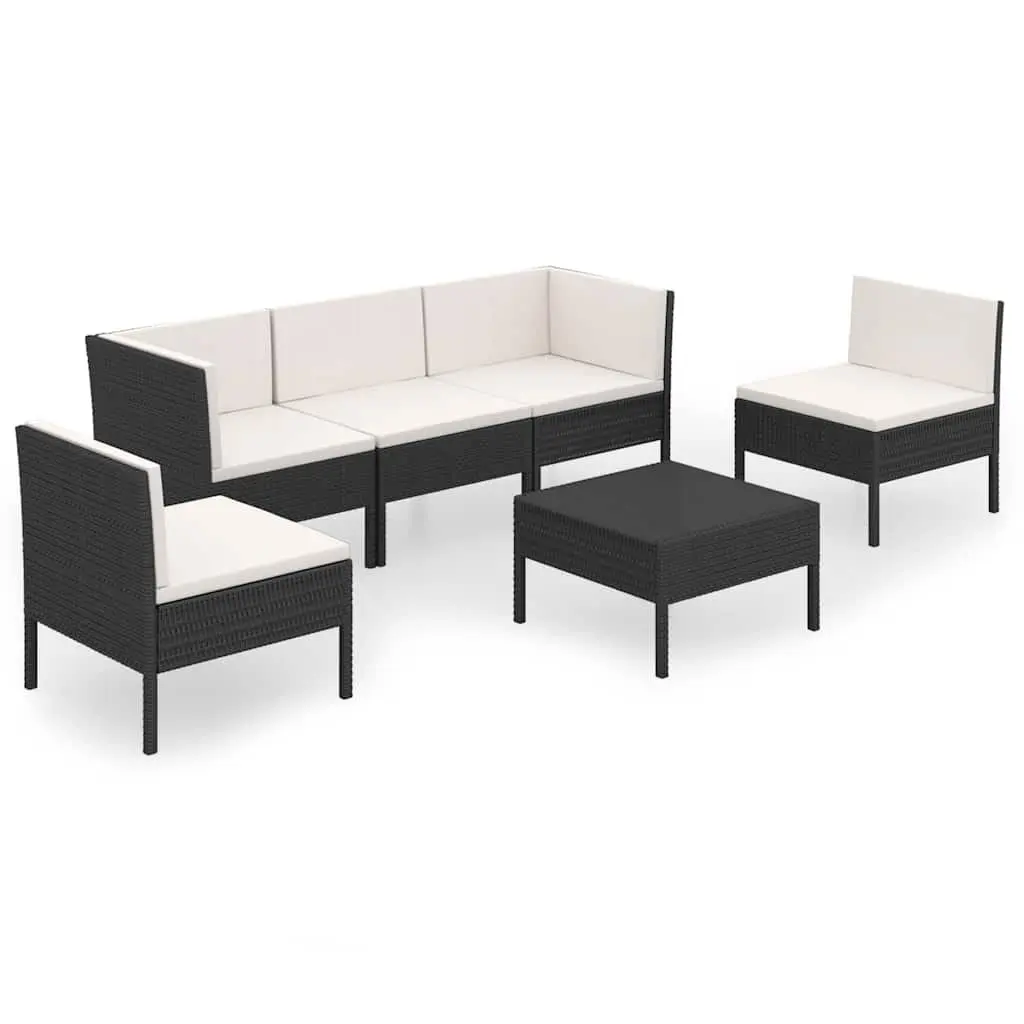 Garden Lounge Set 6 Piece Outdoor Furniture Weather-resistant PE Rattan Black