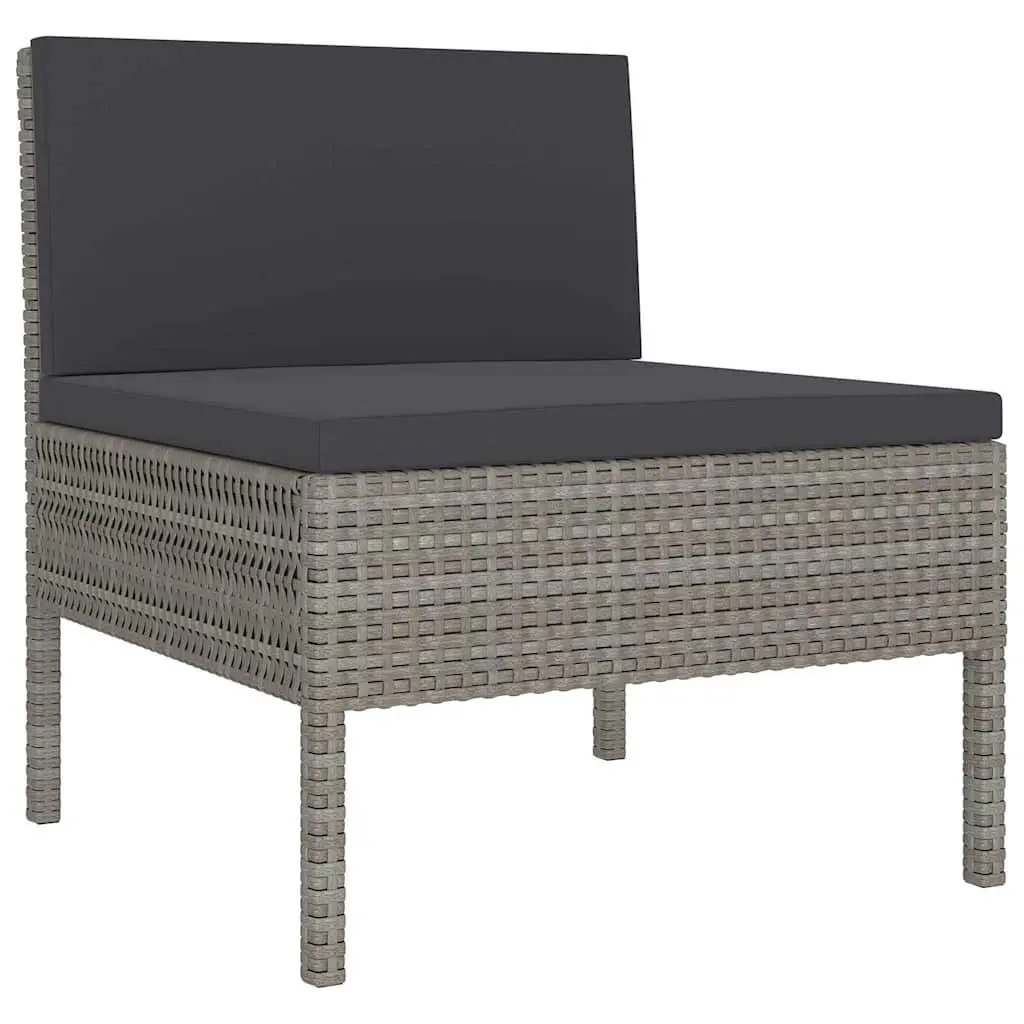 Garden Lounge Set 6 Piece Outdoor Patio Furniture Grey PE Rattan with Cushions