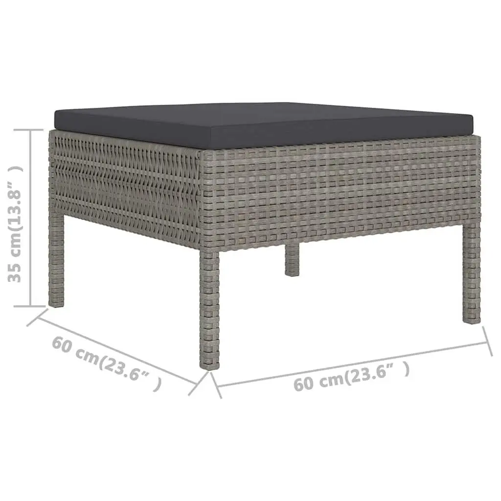 Garden Lounge Set 6 Piece Outdoor Patio Furniture Grey PE Rattan with Cushions