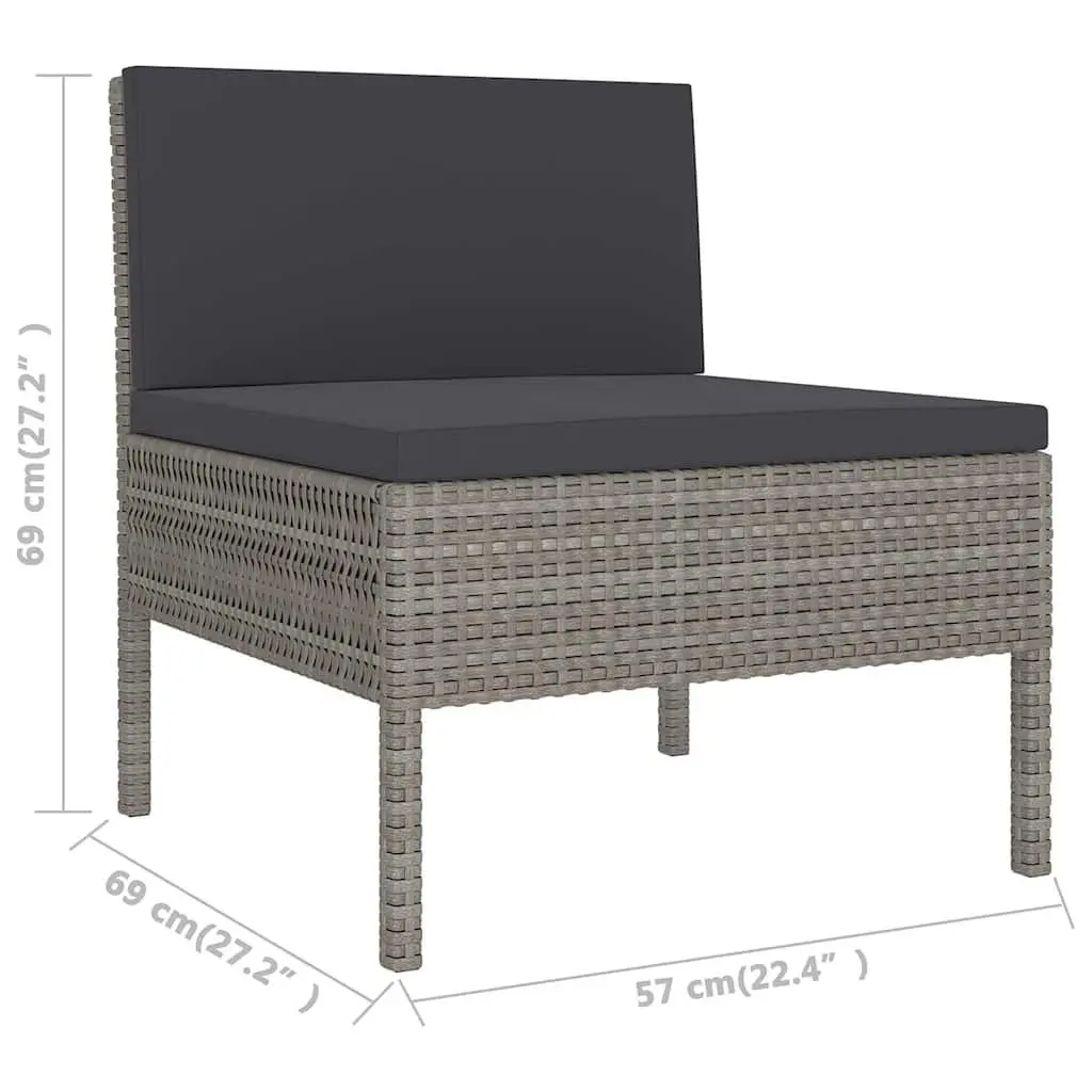 Garden Lounge Set 6 Piece Outdoor Patio Furniture Grey PE Rattan with Cushions