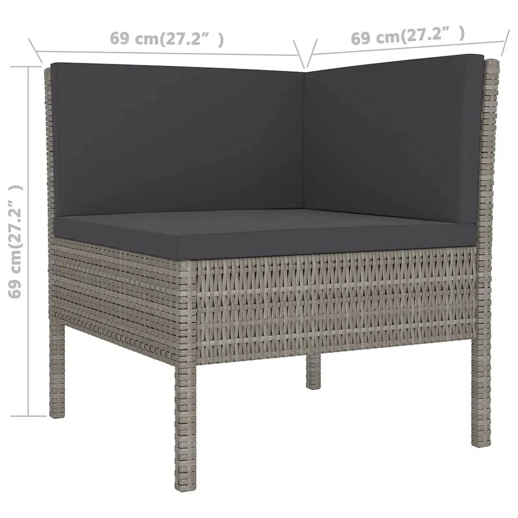 Garden Lounge Set 6 Piece Outdoor Patio Furniture Grey PE Rattan with Cushions