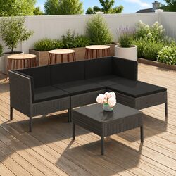 Garden Lounge Set 5 Piece Outdoor Furniture Patio Sectional with Cushions Grey