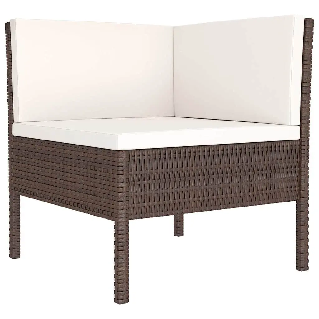 Garden Lounge Set 6 Piece Outdoor Furniture Brown Poly Rattan Patio Seating
