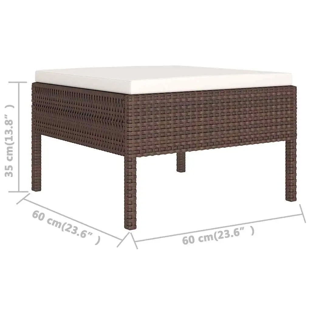 Garden Lounge Set 6 Piece Outdoor Furniture Brown Poly Rattan Patio Seating
