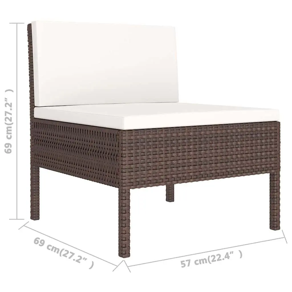 9 Piece Outdoor Garden Lounge Set Brown Poly Rattan Weather Resistant with Soft Cushions