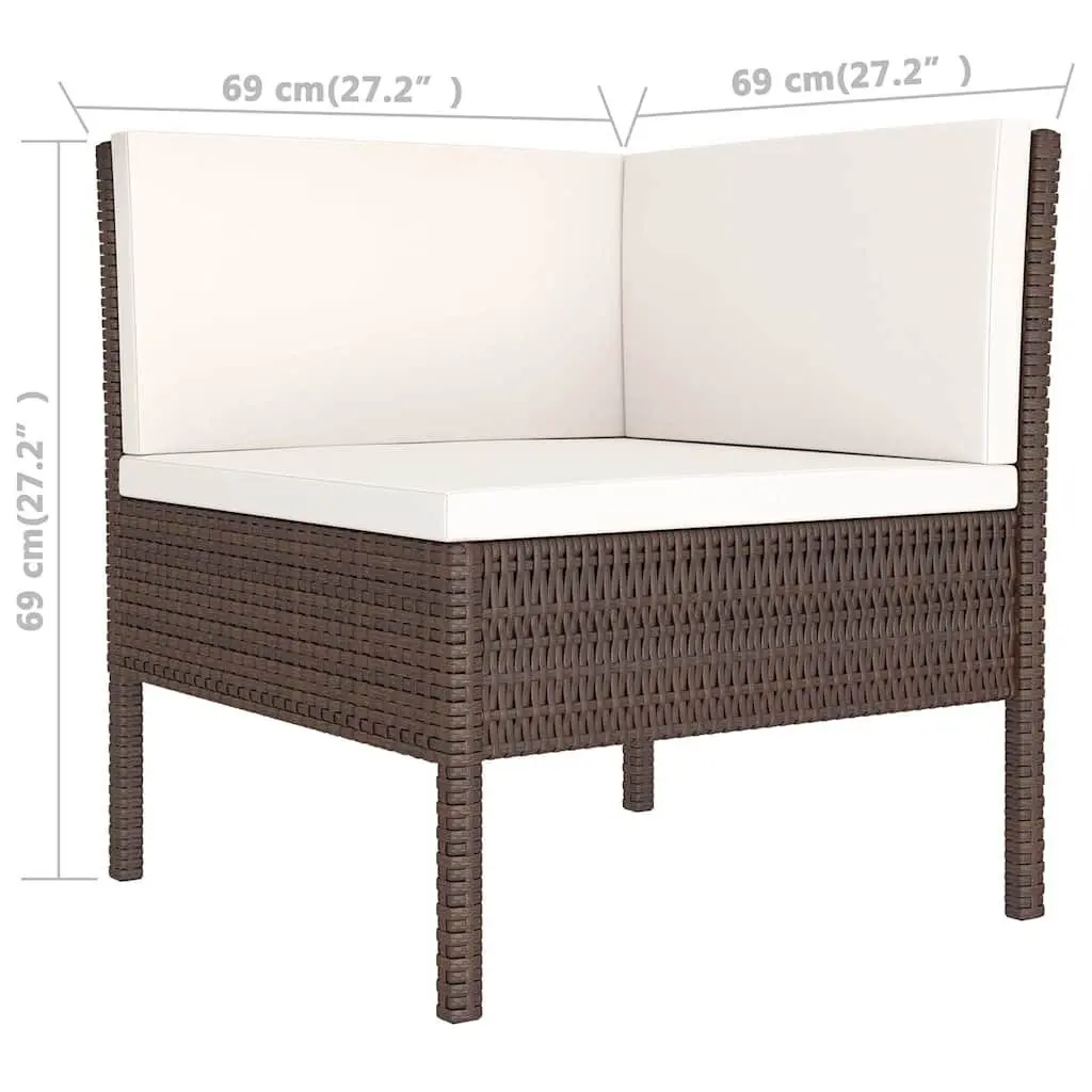 9 Piece Outdoor Garden Lounge Set Brown Poly Rattan Weather Resistant with Soft Cushions