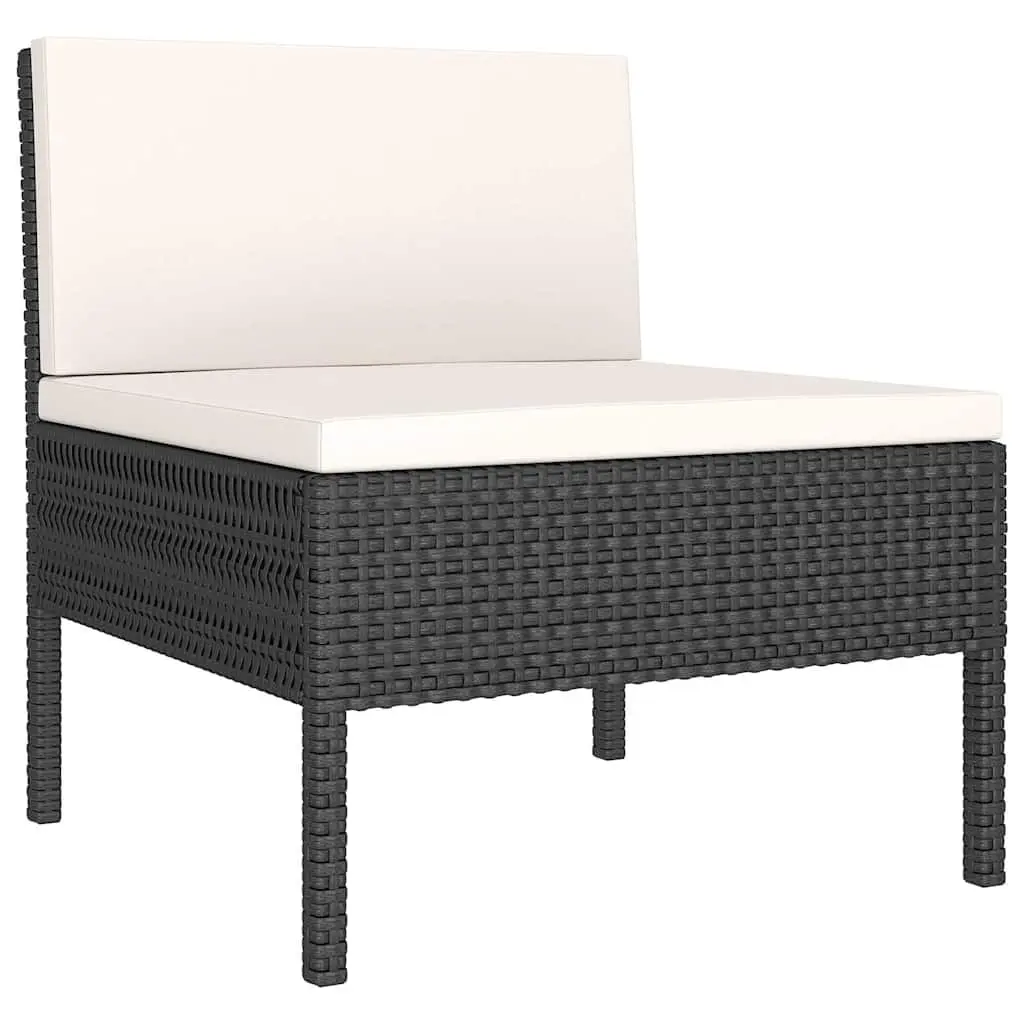 Garden Lounge Set 9 Piece Outdoor Furniture Poly Rattan Black with Cushions