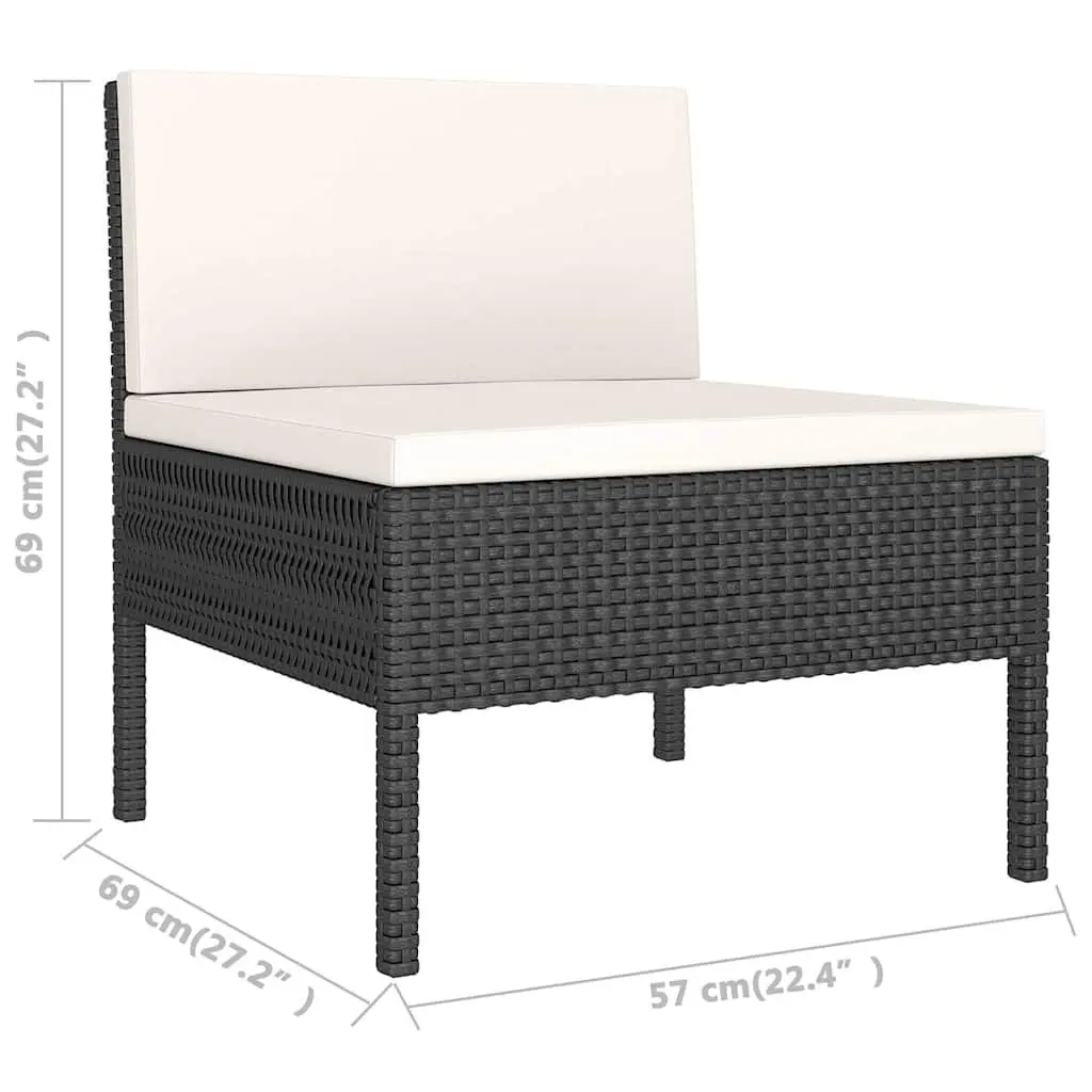 Garden Lounge Set Modular Weather-Resistant PE Rattan 6 Piece with Cushions Black
