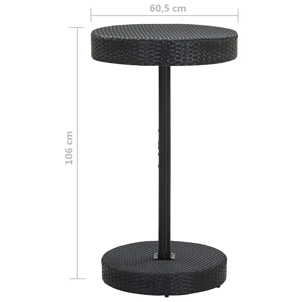 3 Piece Garden Bar Set Outdoor Rattan Table Stools with Cushions Black